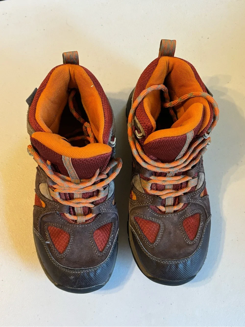 L.L. Bean Kids Orange and Brown Hiking Boots